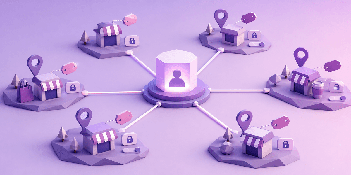 Centralized loyalty platform connecting multiple franchise locations through a shared customer account."