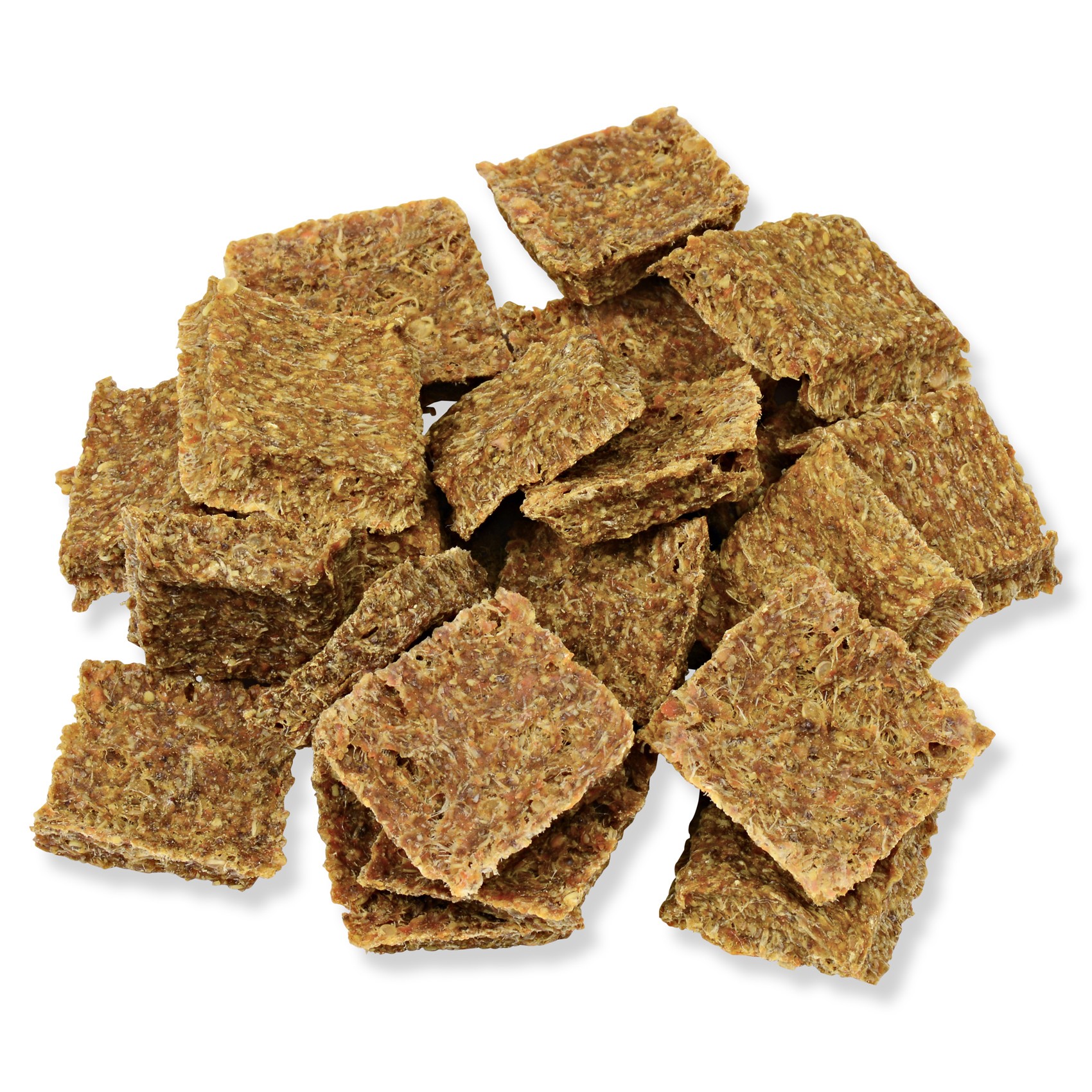 Crunchy granola snack bites product photography on white