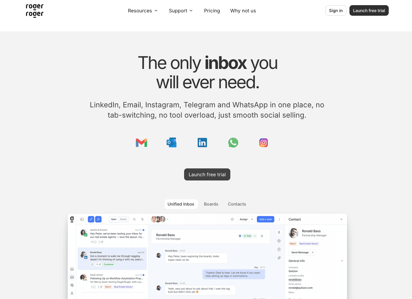 CRM that is also an Inbox Management Tool - RogeRoger