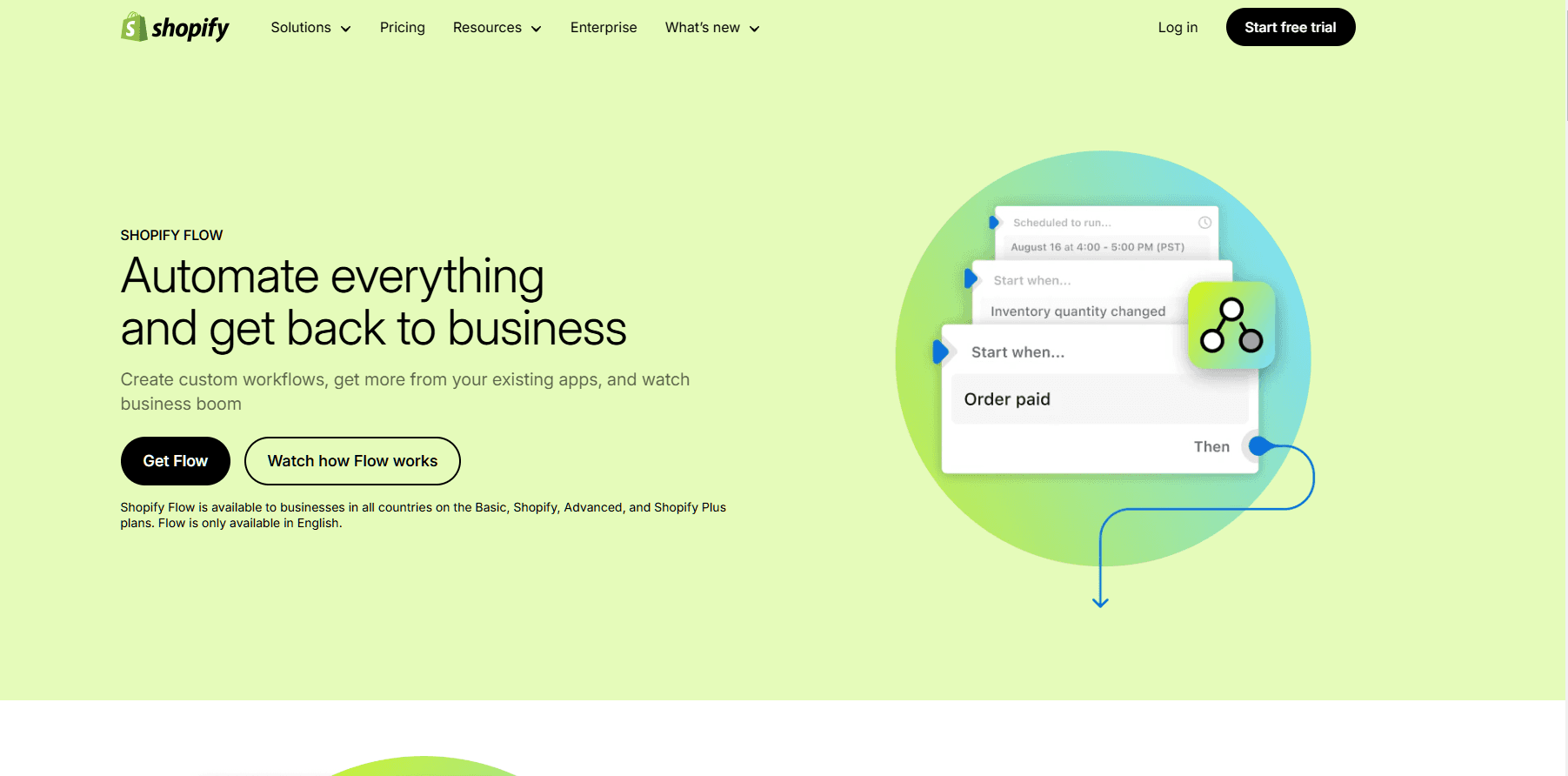 Shopify Flow home page