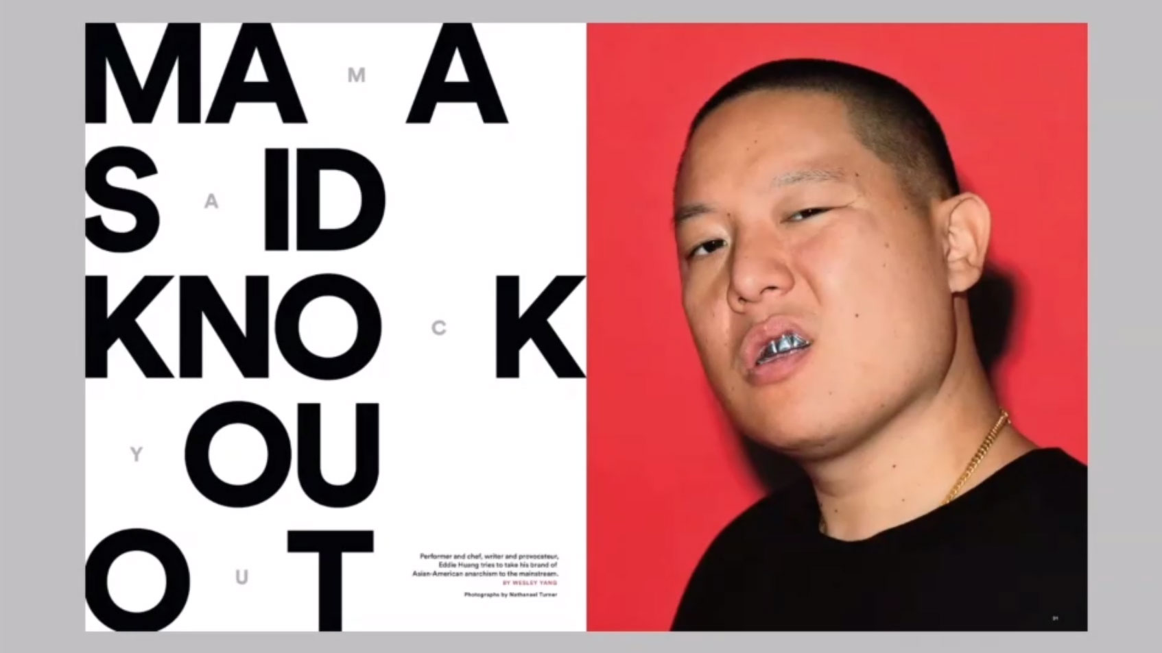 Mama said knock you out young man with shaved head