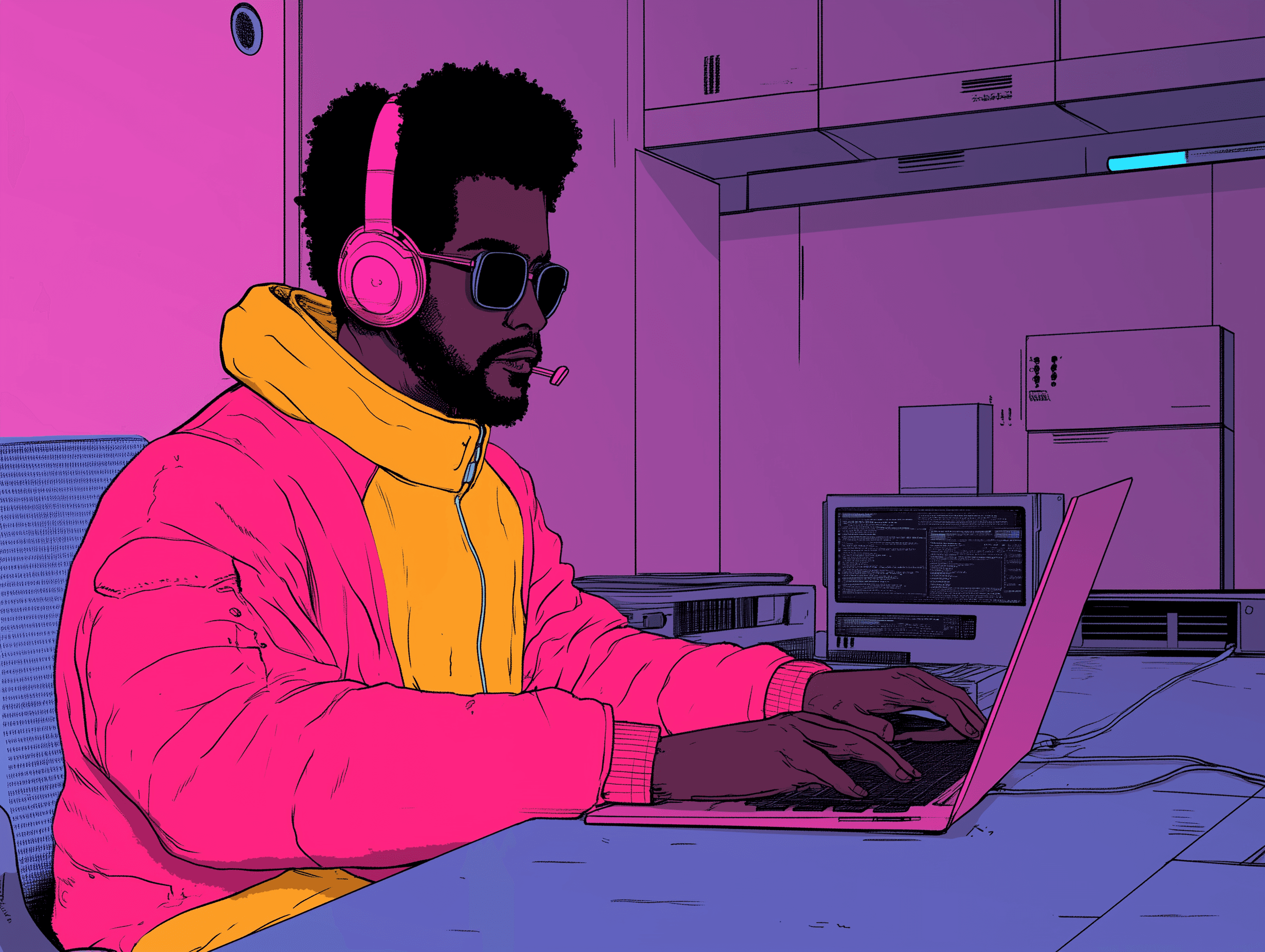 A guy behind a laptop