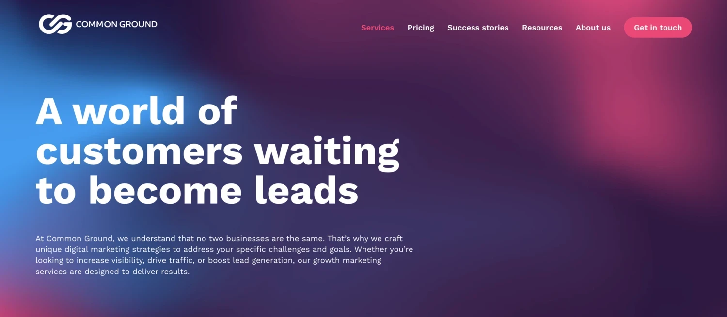 Common Ground home page screenshot
