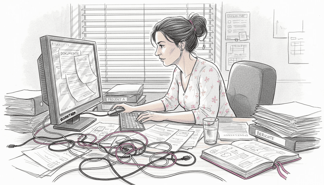 Eine Frau prüft die Ergebnisse der automatisierten Dokumentenauswertung.