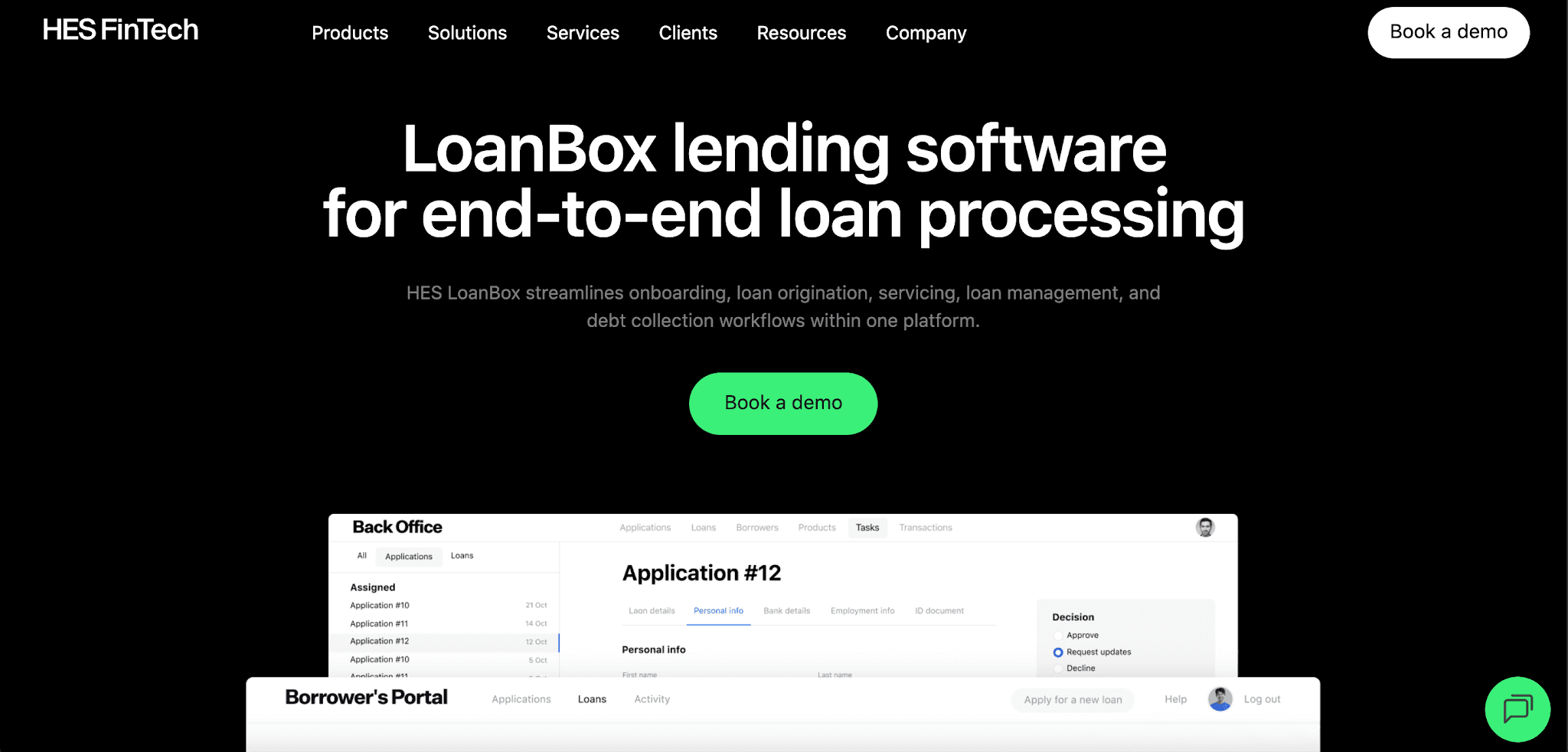 HES LoanBox web homepage