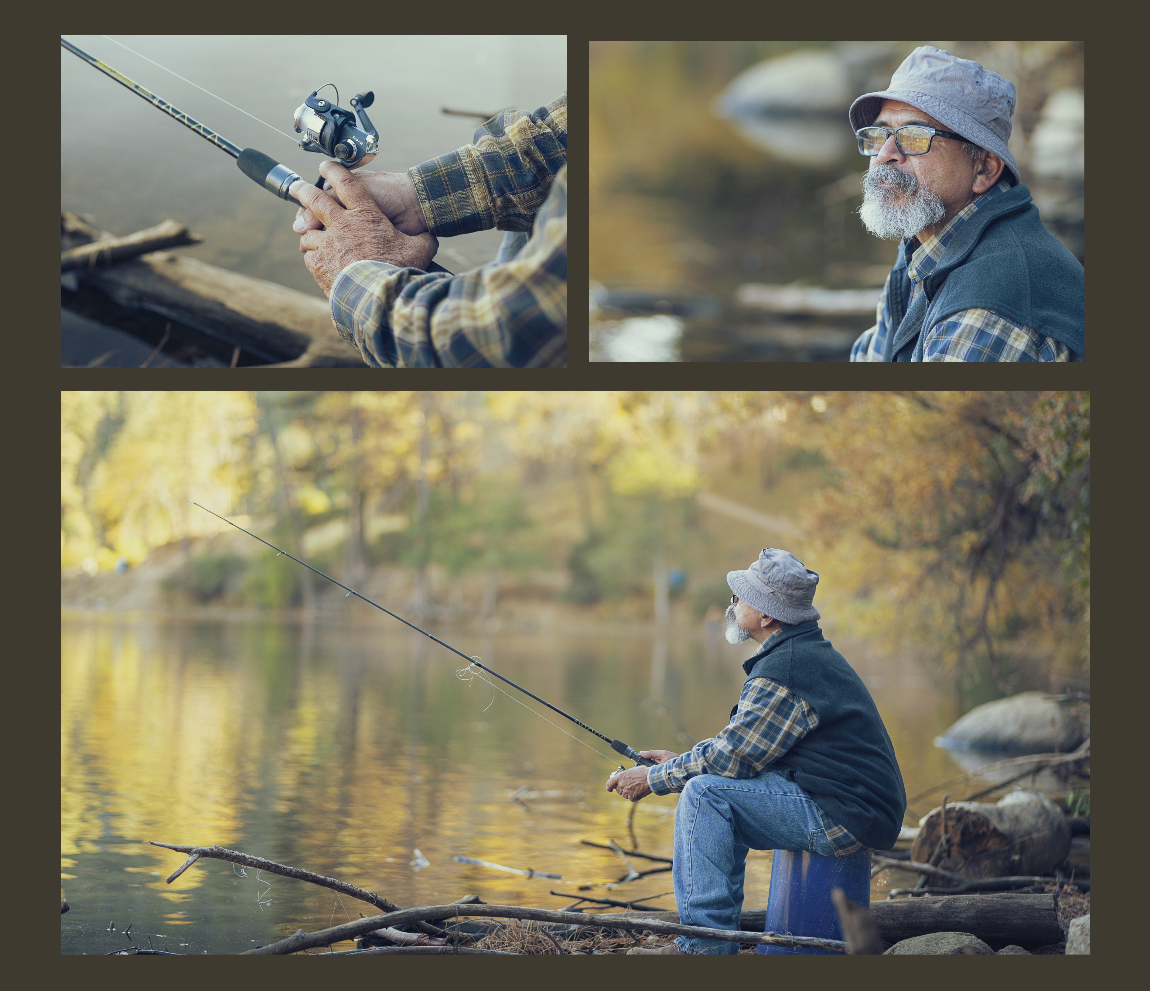 older man fishing with sense of fulfilment in Claremont CA | FFotos