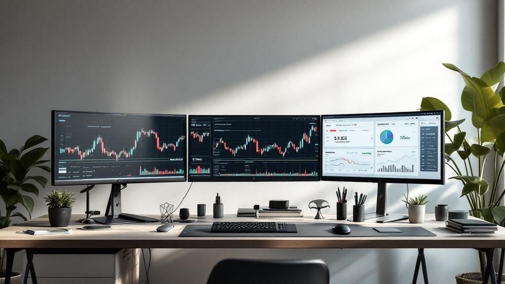A global map with glowing data lines connecting major financial cities, illustrating the reach of algorithmic trading.