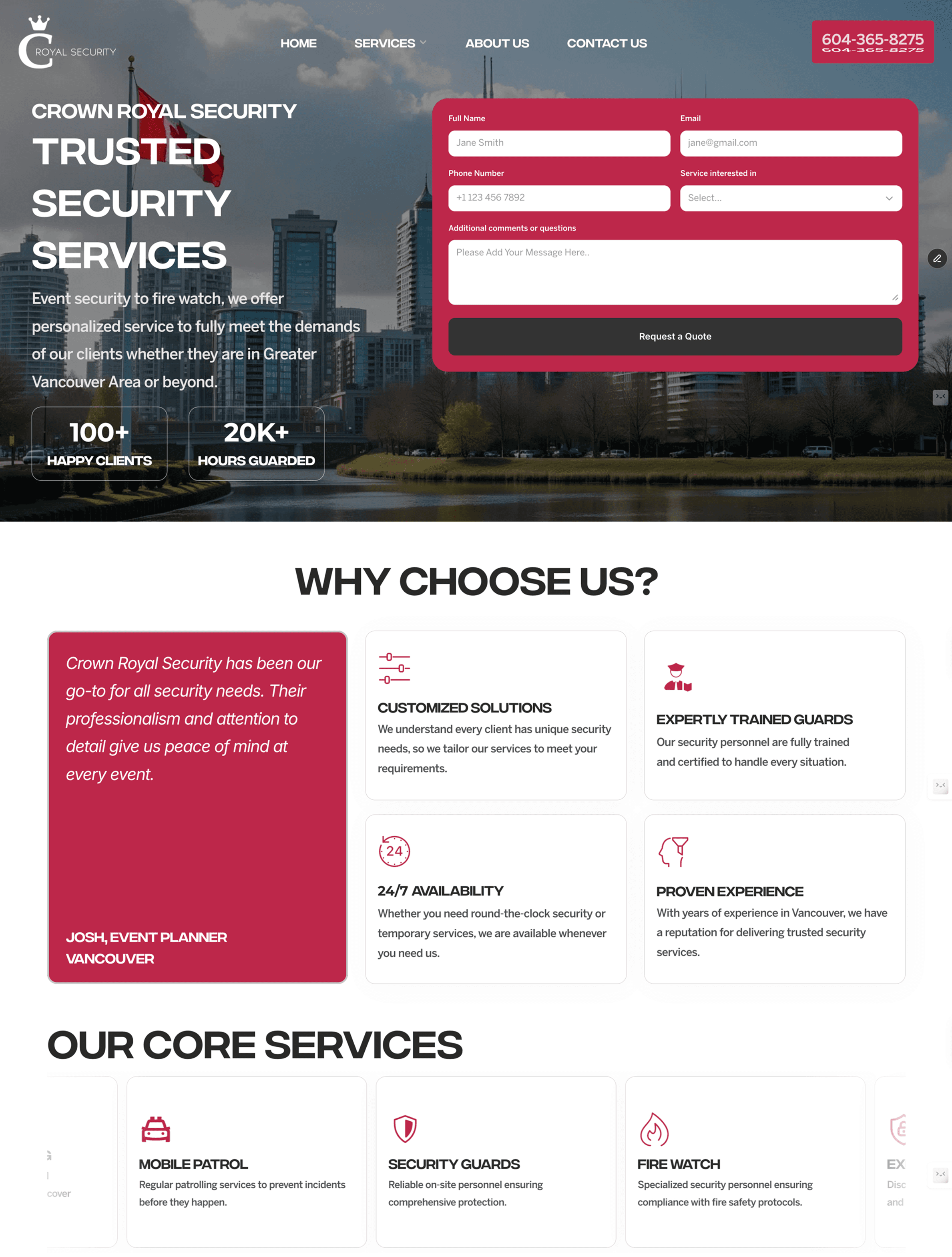 Landing page example