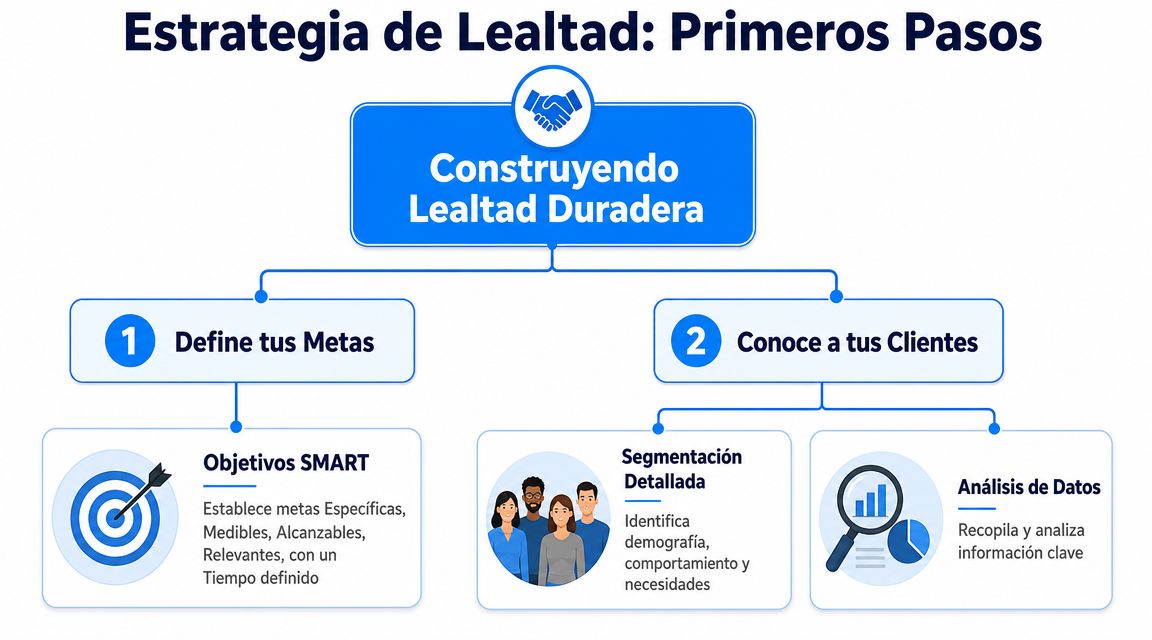 Infografía sobre los primeros pasos para desarrollar una estrategia de lealtad de clientes duradera y efectiva.