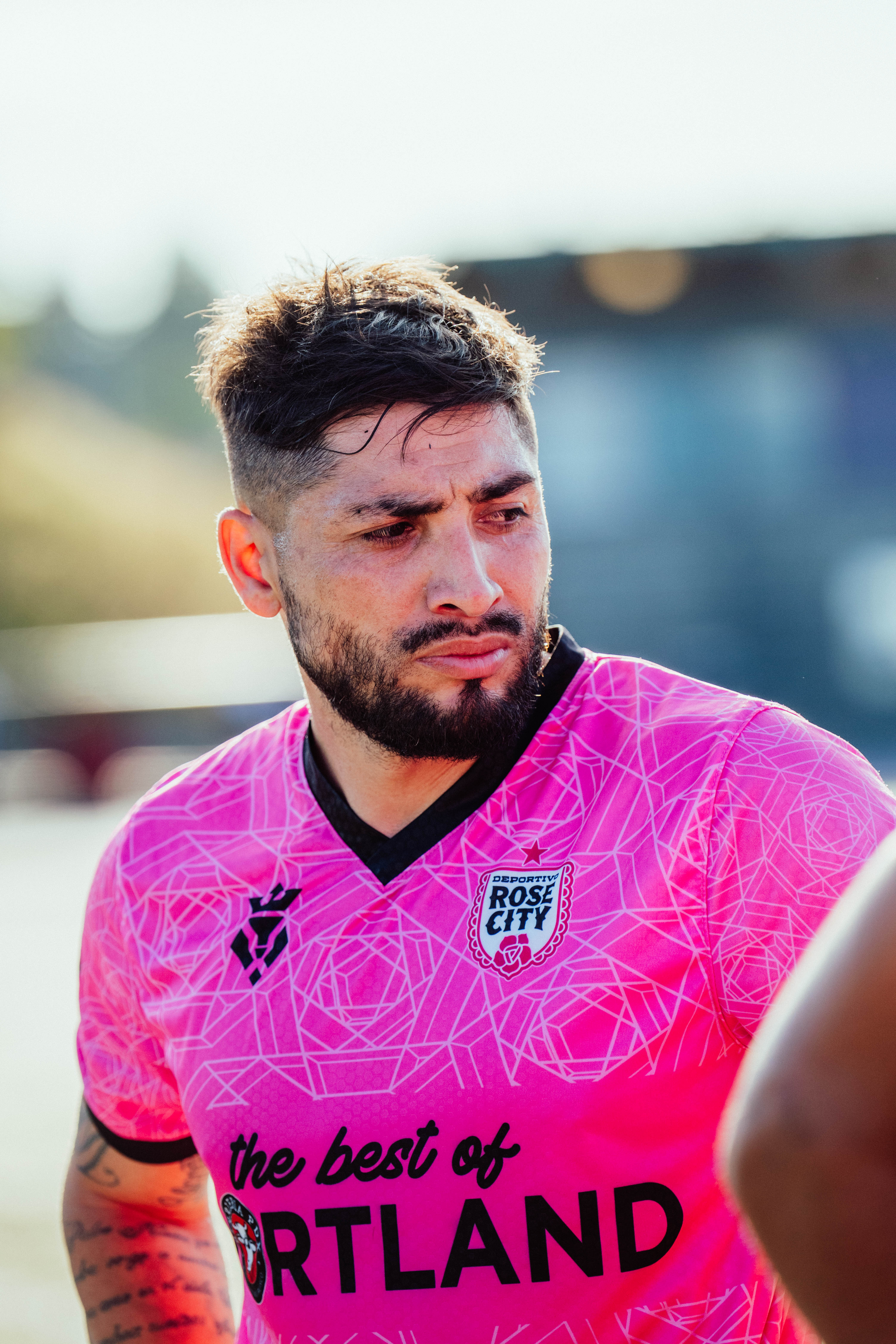 Player standing for camera.