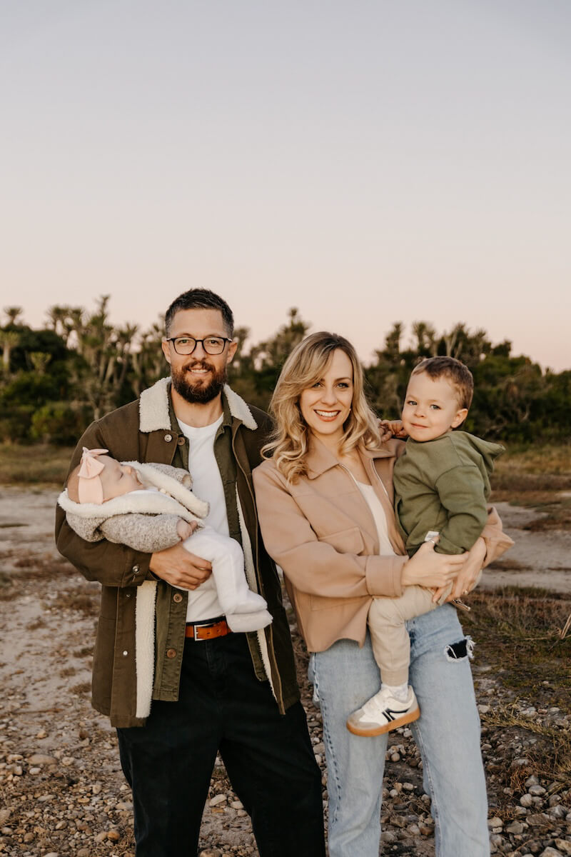 Silvino and Amy during sunset family photoshoot at Kabeljous Nature Reserve in Jeffreys Bay, Eastern Cape
