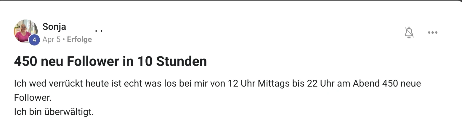 Erfahrungsbericht KI Creator Akademie: Sonja gewinnt 450 neue Follower in 10 Stunden