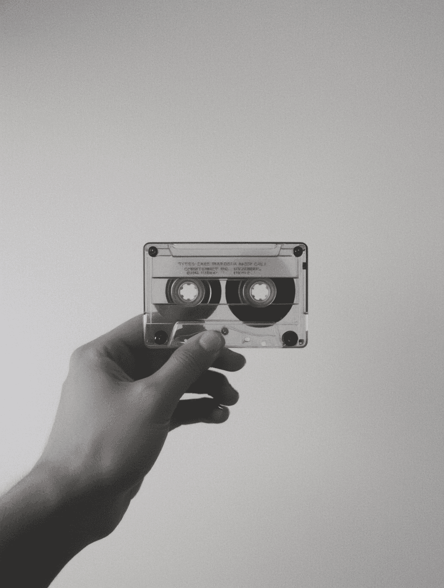 tape cassette in hand