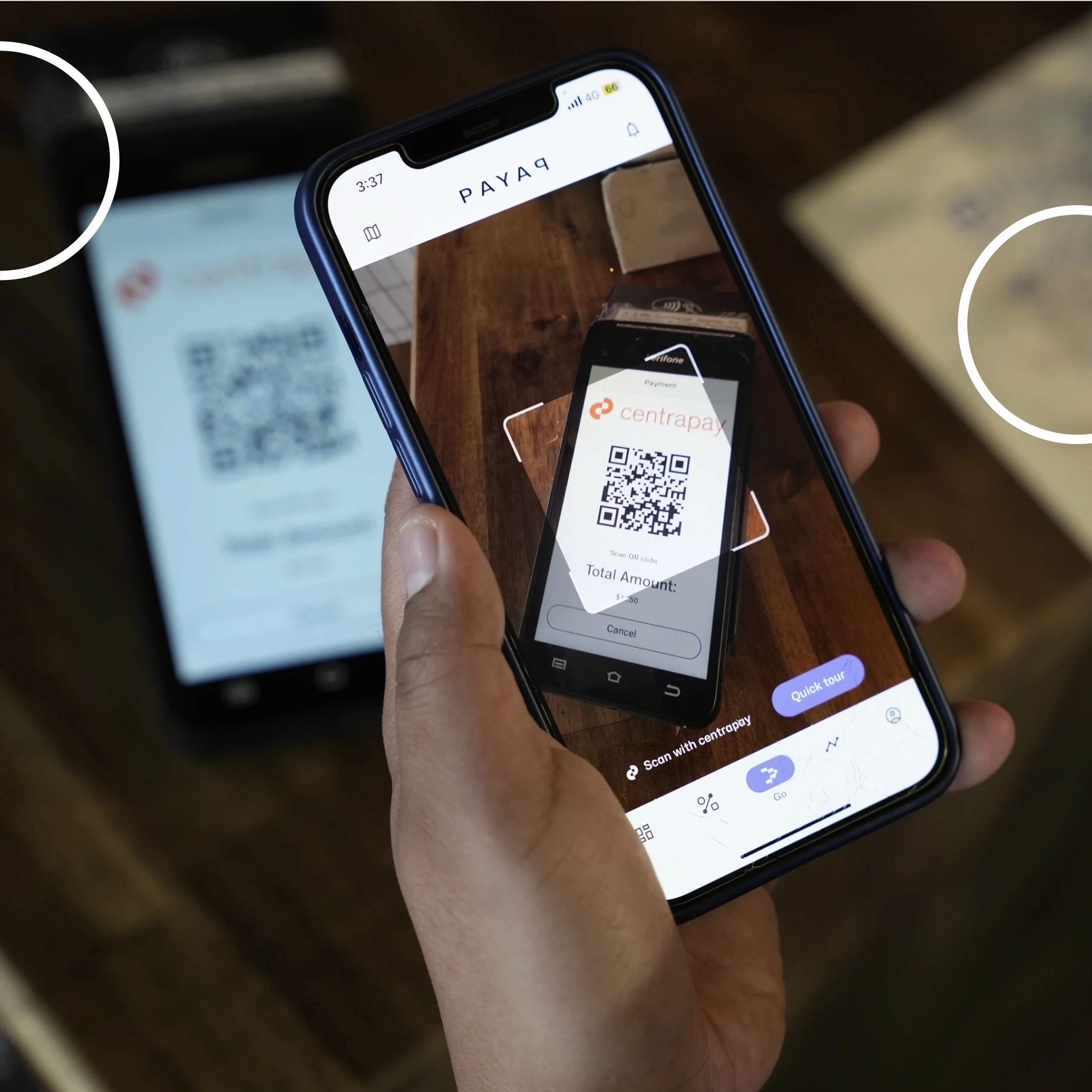 Scanning a QR code on an EFTPOS terminal with Payap