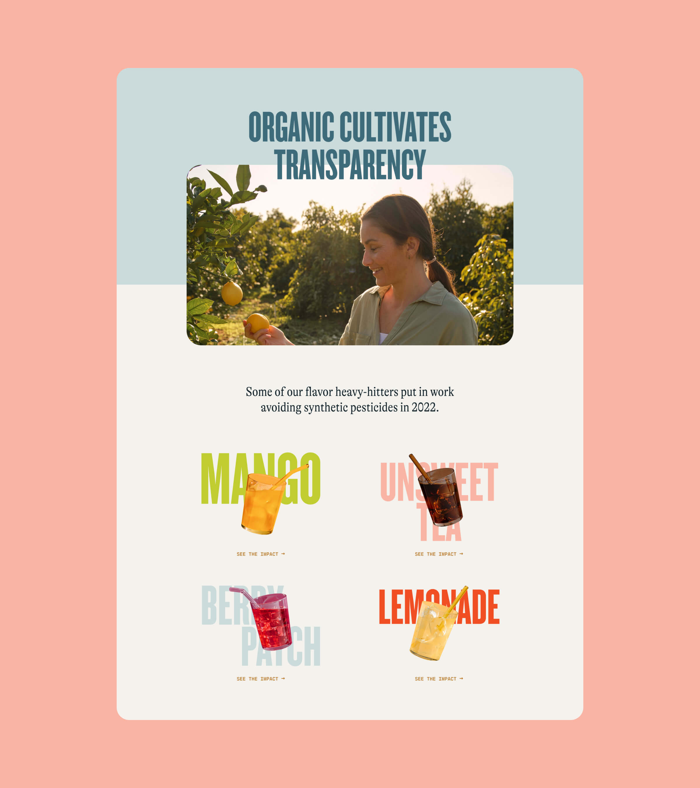 Image of website page titled "Organic Cultivates Transparency"