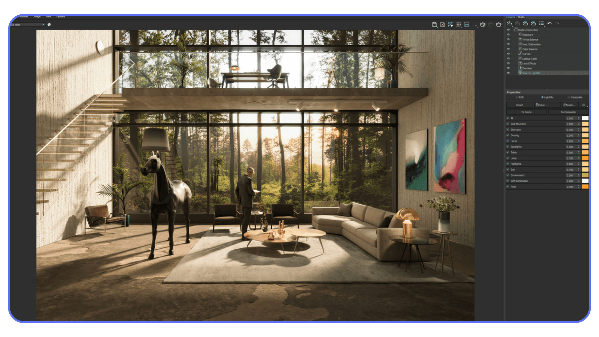 V-Ray render in Blender featuring photorealistic interior lighting and detailed global illumination