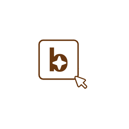 Animation of a "B" icon that is clicked by a cursor to enlarge into an illustration of a girl petting a cat, that is sitting on her laptop.