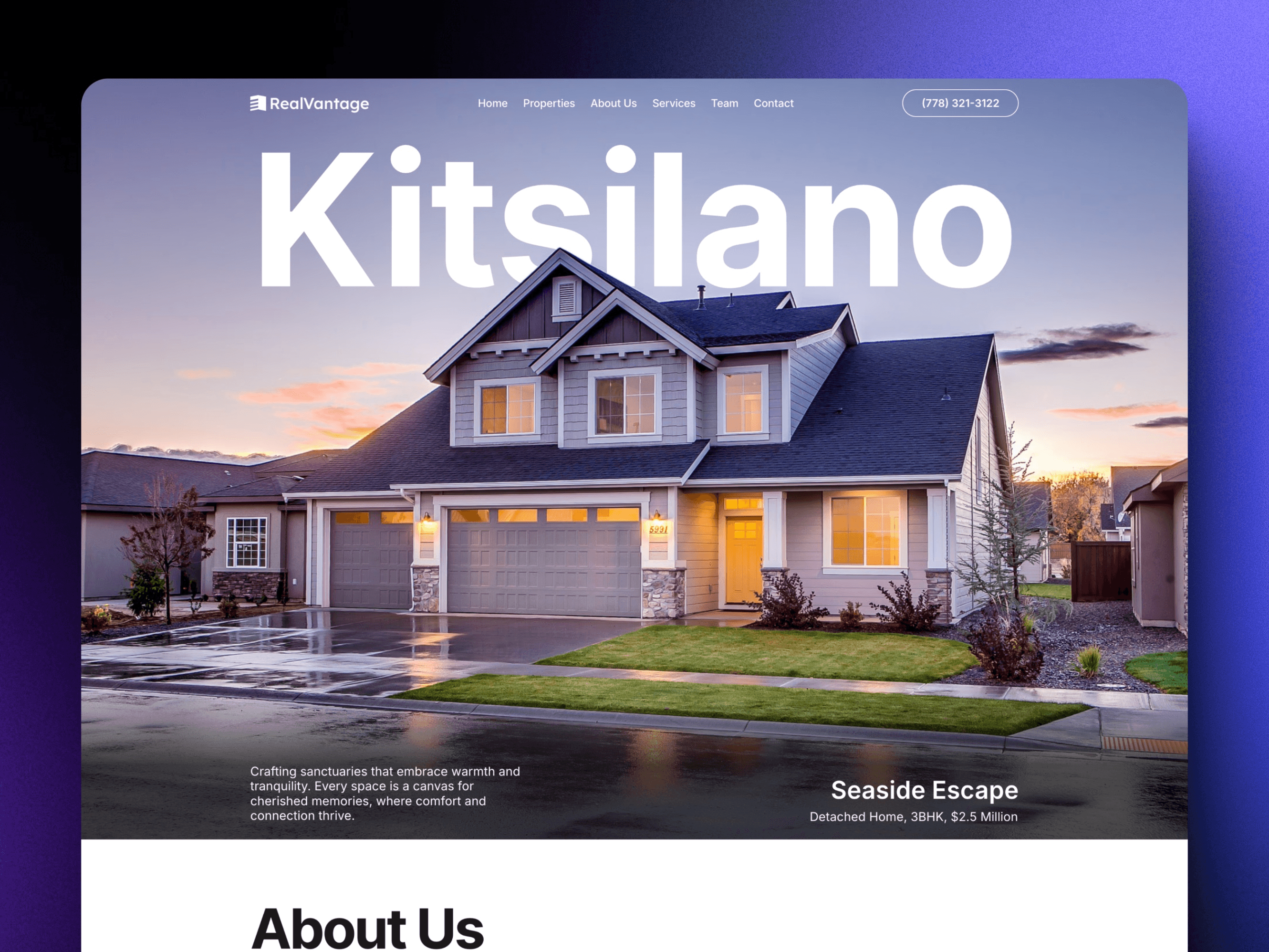 RealVantage real estate website template homepage