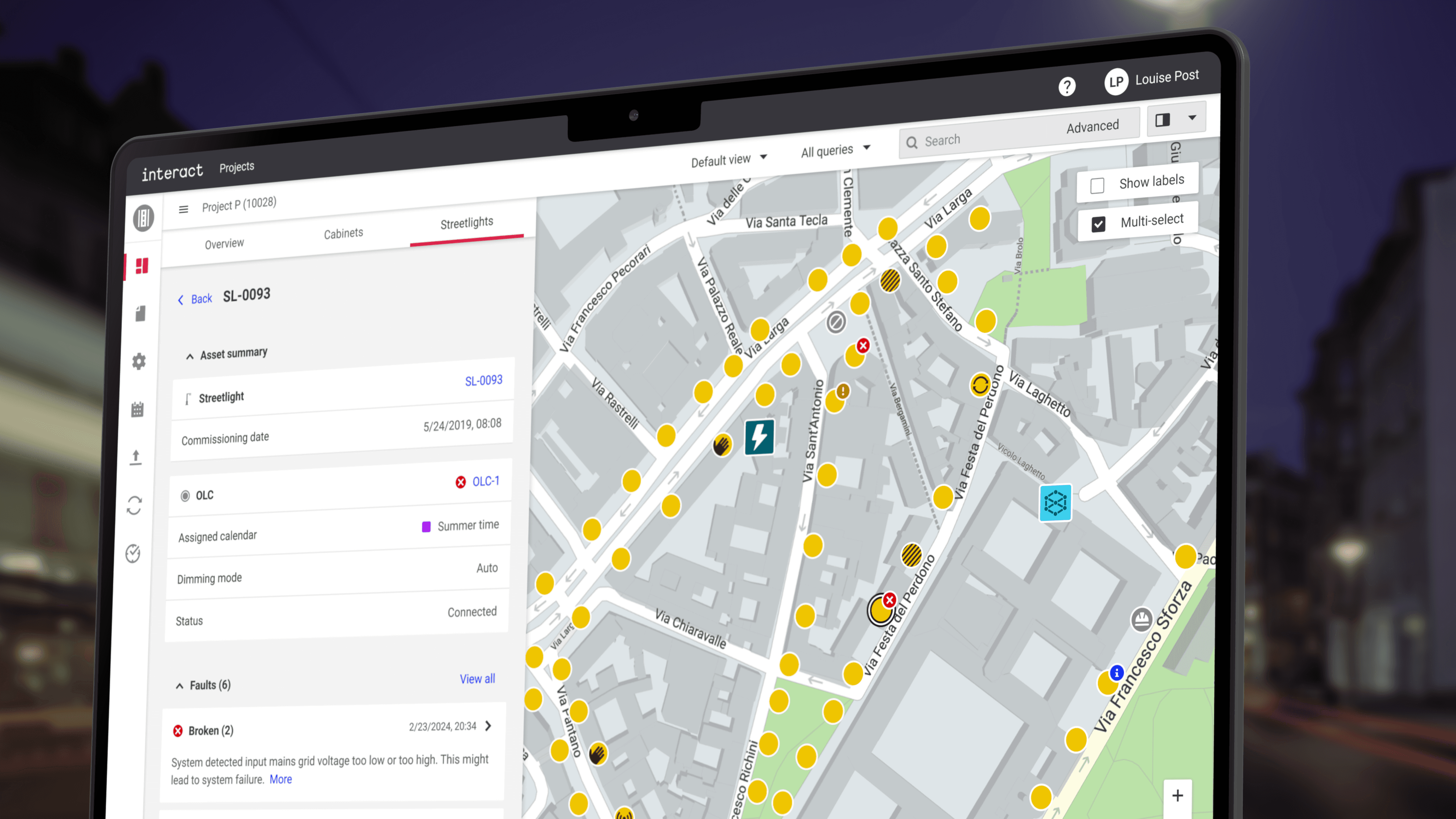 Screenshot of the dashboard in Interact City