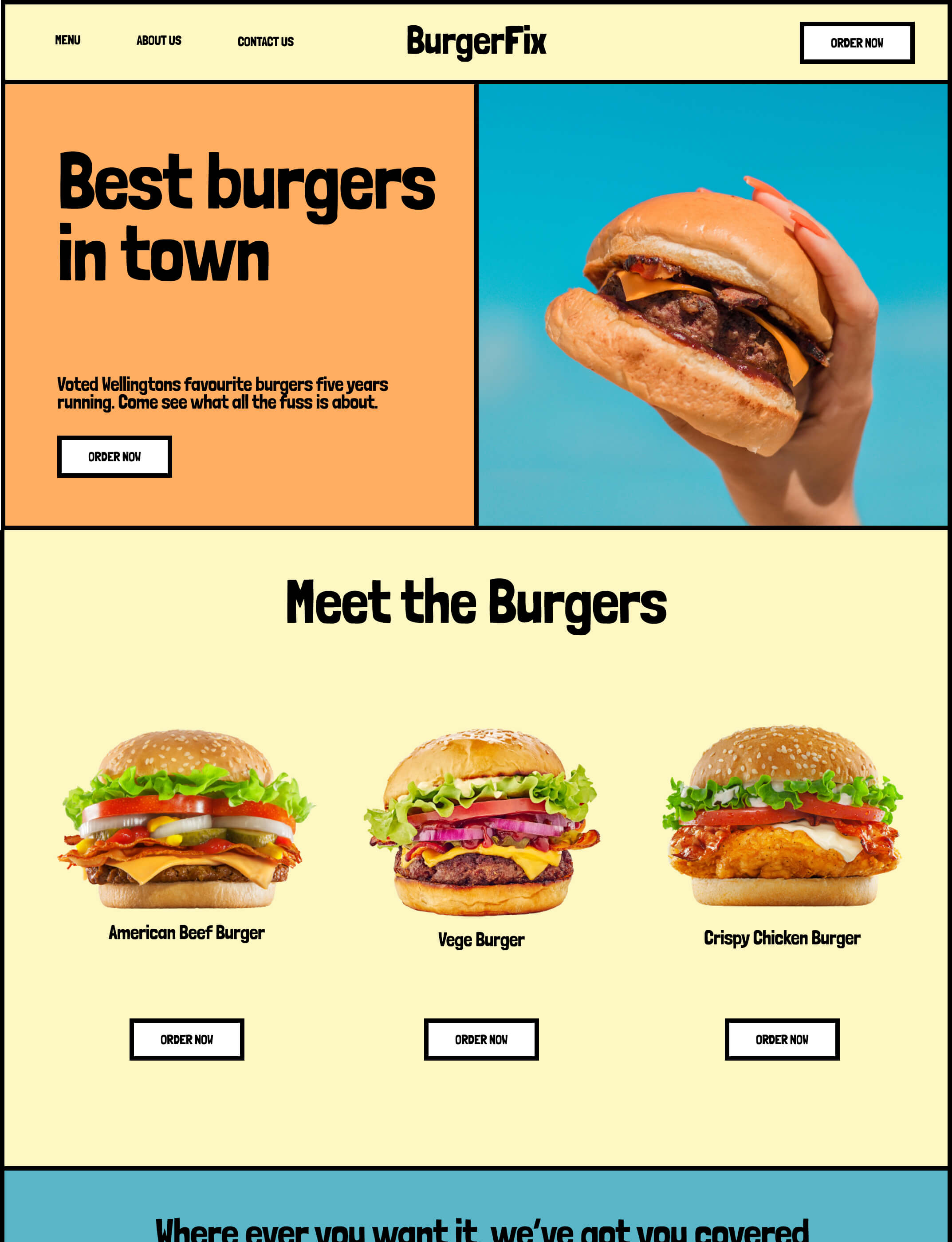 Web Design of a Burger Resturant