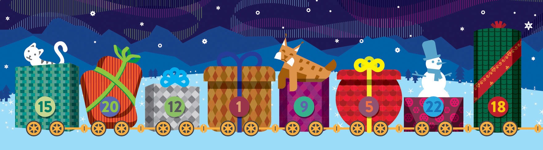 Illustration of a christmas train. Simplified vector illustration part 1.