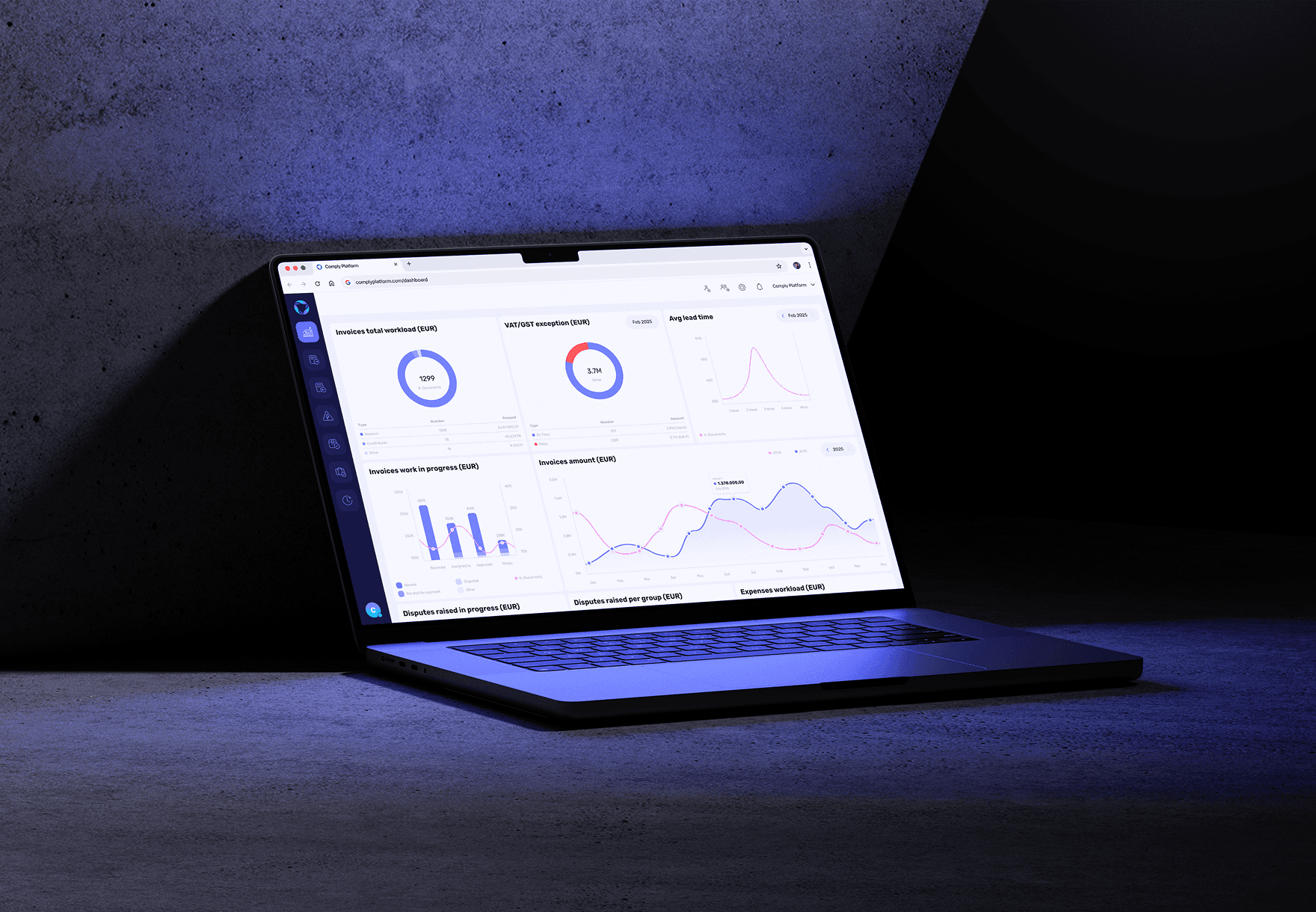 Mockup of Compy web app dashboard for accounting overview