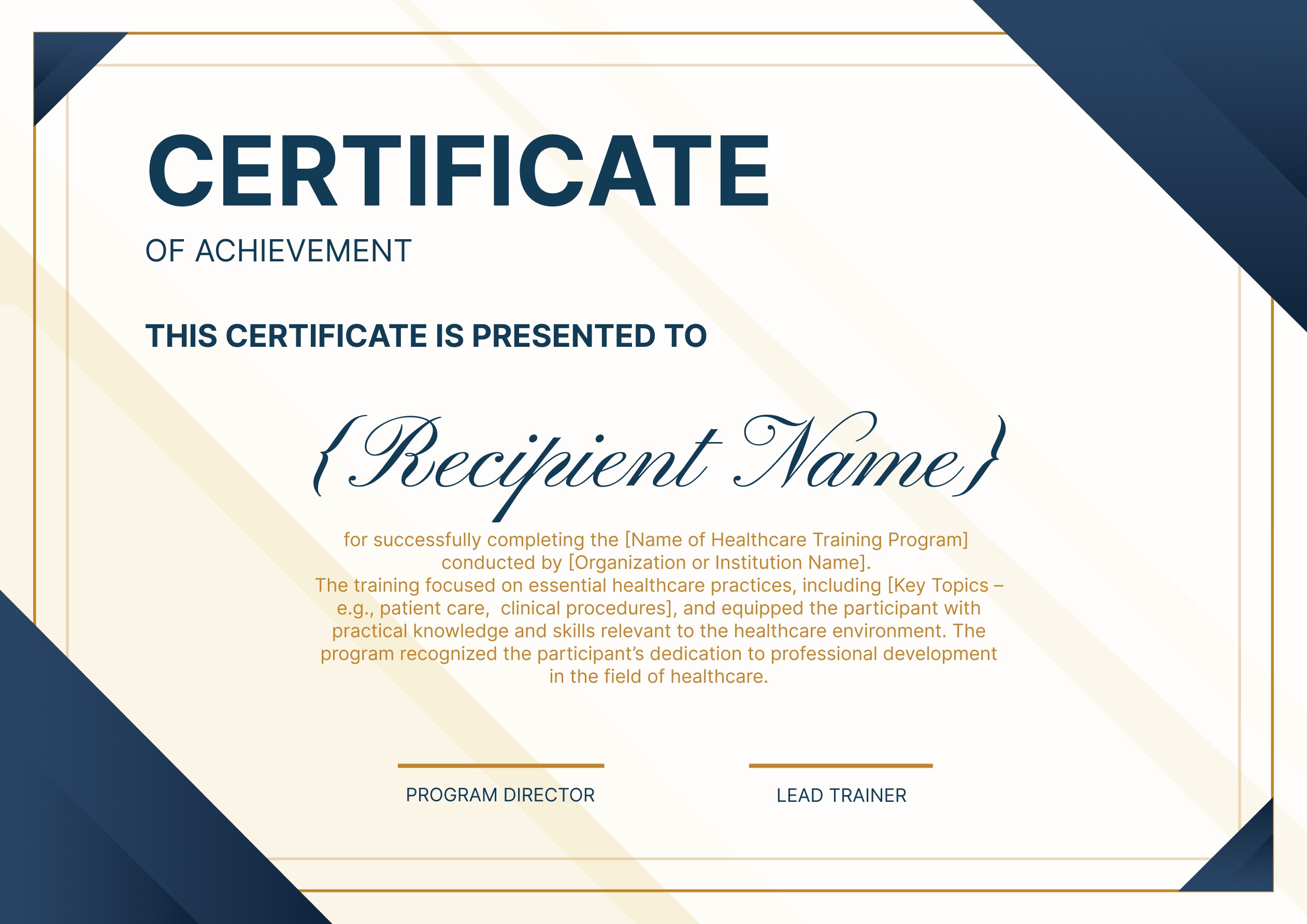 Wauld - Professional and Distinctive Healthcare Training Certificate Template
