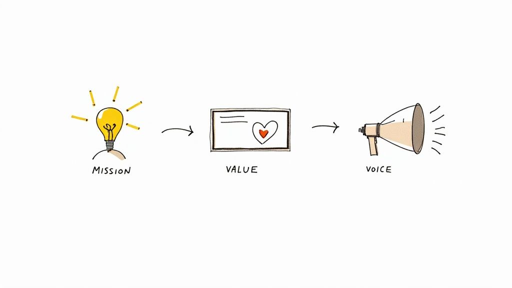 A person writing in a notebook, crafting their brand story.
