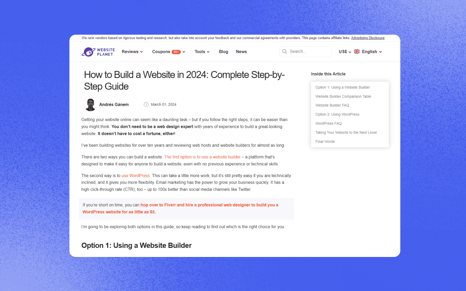 Website Plannet Homepage glorify