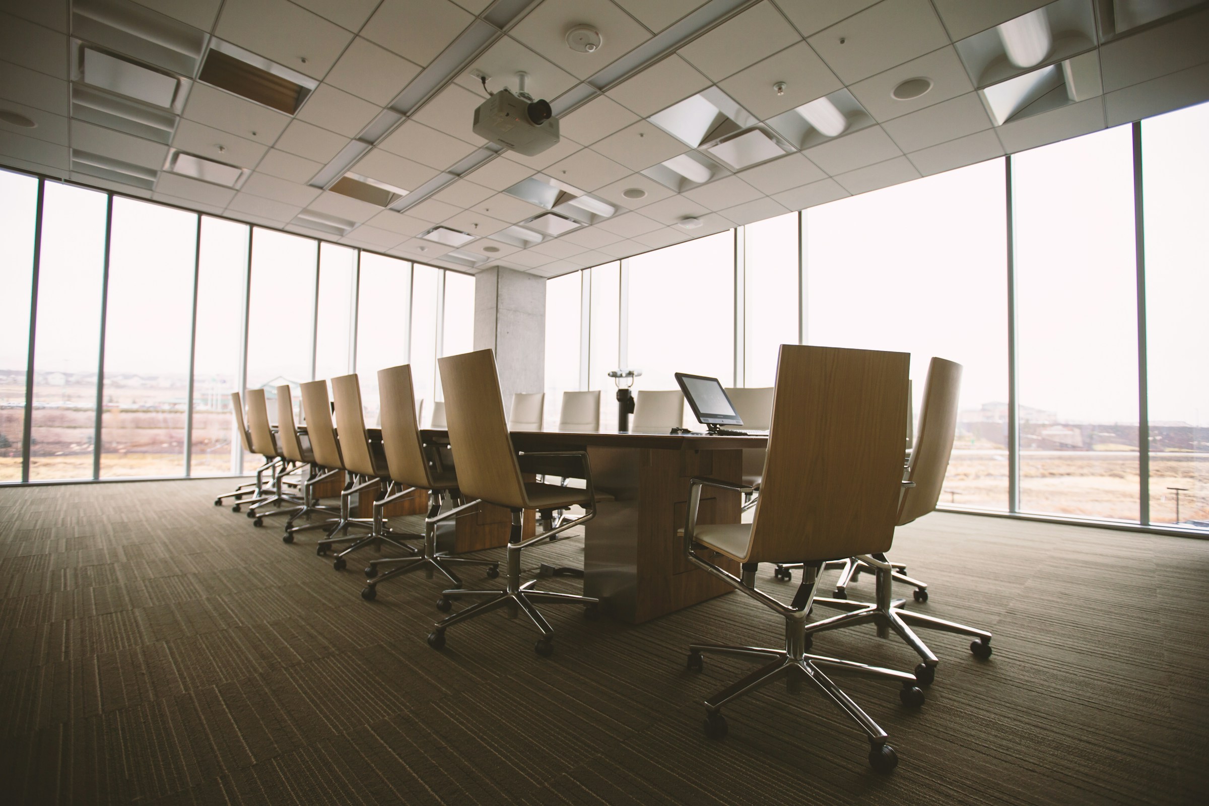 large office with transparent windows