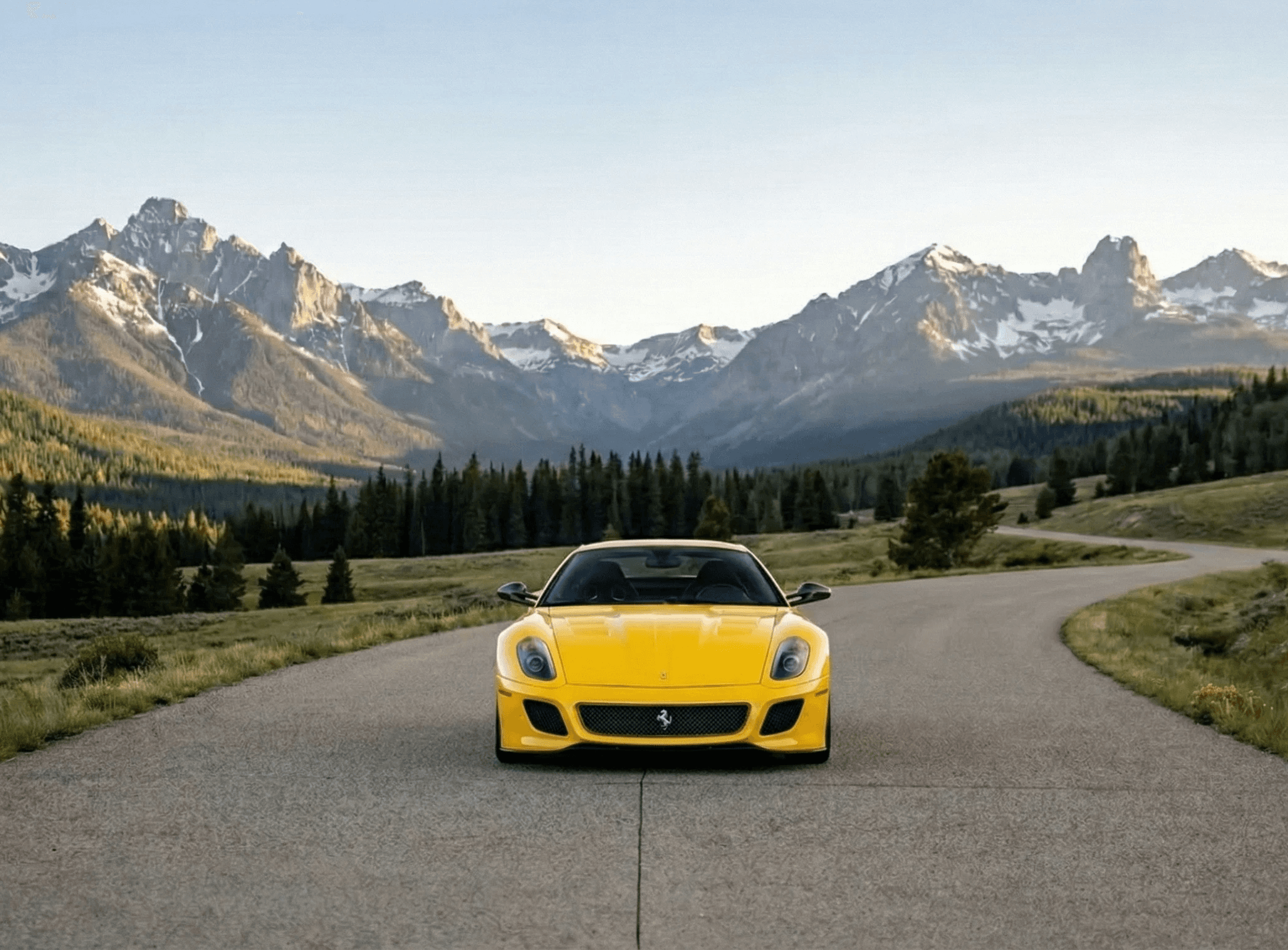 Scenic mountain view with Ferrari 599 GTO – symbolizing preserved automotive provenance and value on AutoArchive