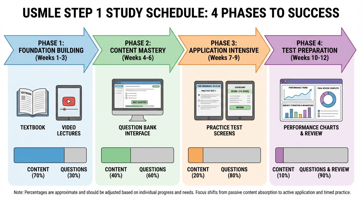 4-Phase USMLE Step 1 Study Strategy Timeline