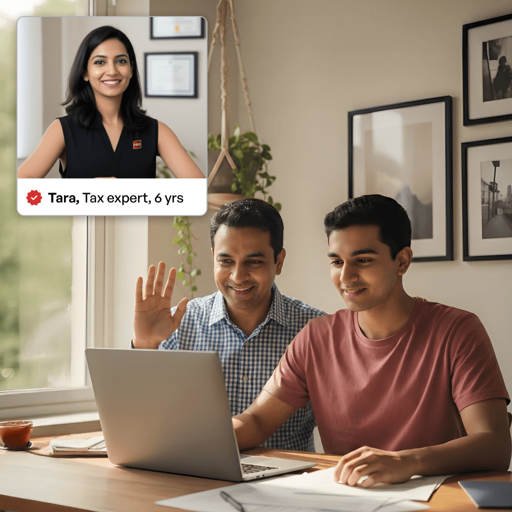 Tax expert assisting a man with HUF registration thorugh online meeting