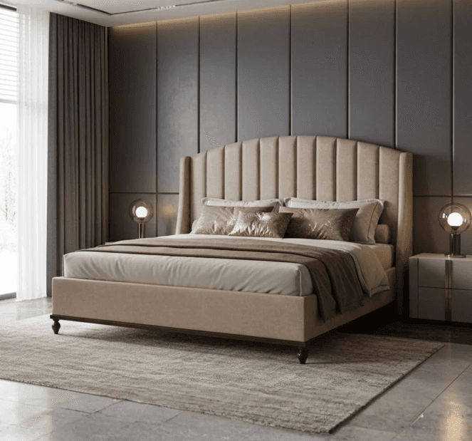 Luxury contemporary cane sofa with teal upholstery and wooden frame