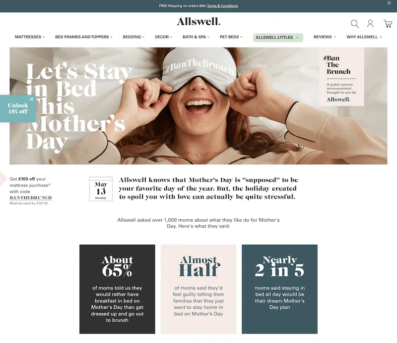 allswellhome_mothers_day_landing_page_example