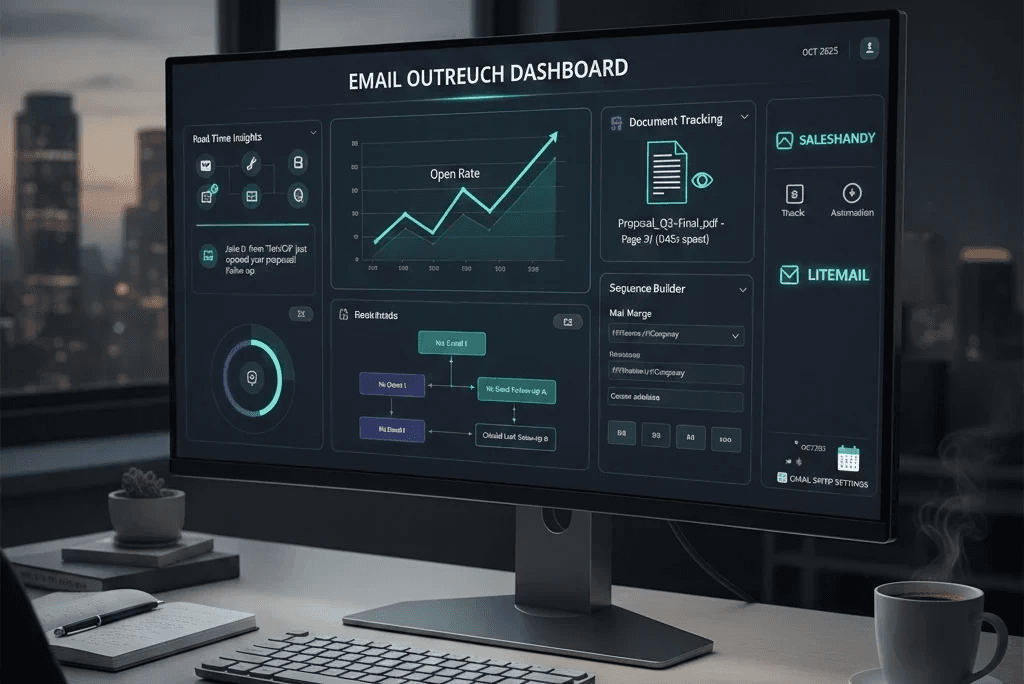 Email marketing dashboard on computer monitor