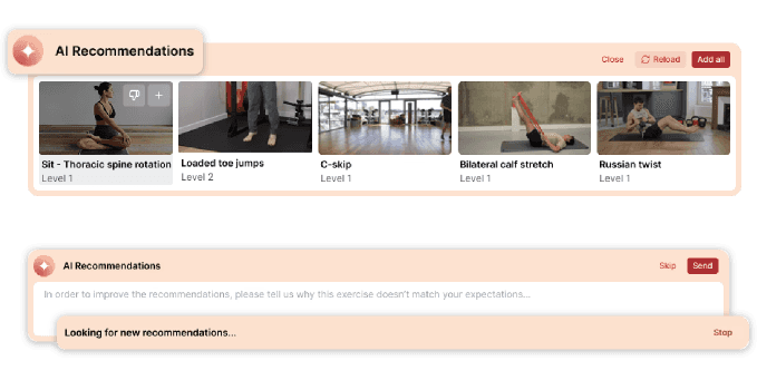 recommandation d'exercices par IA