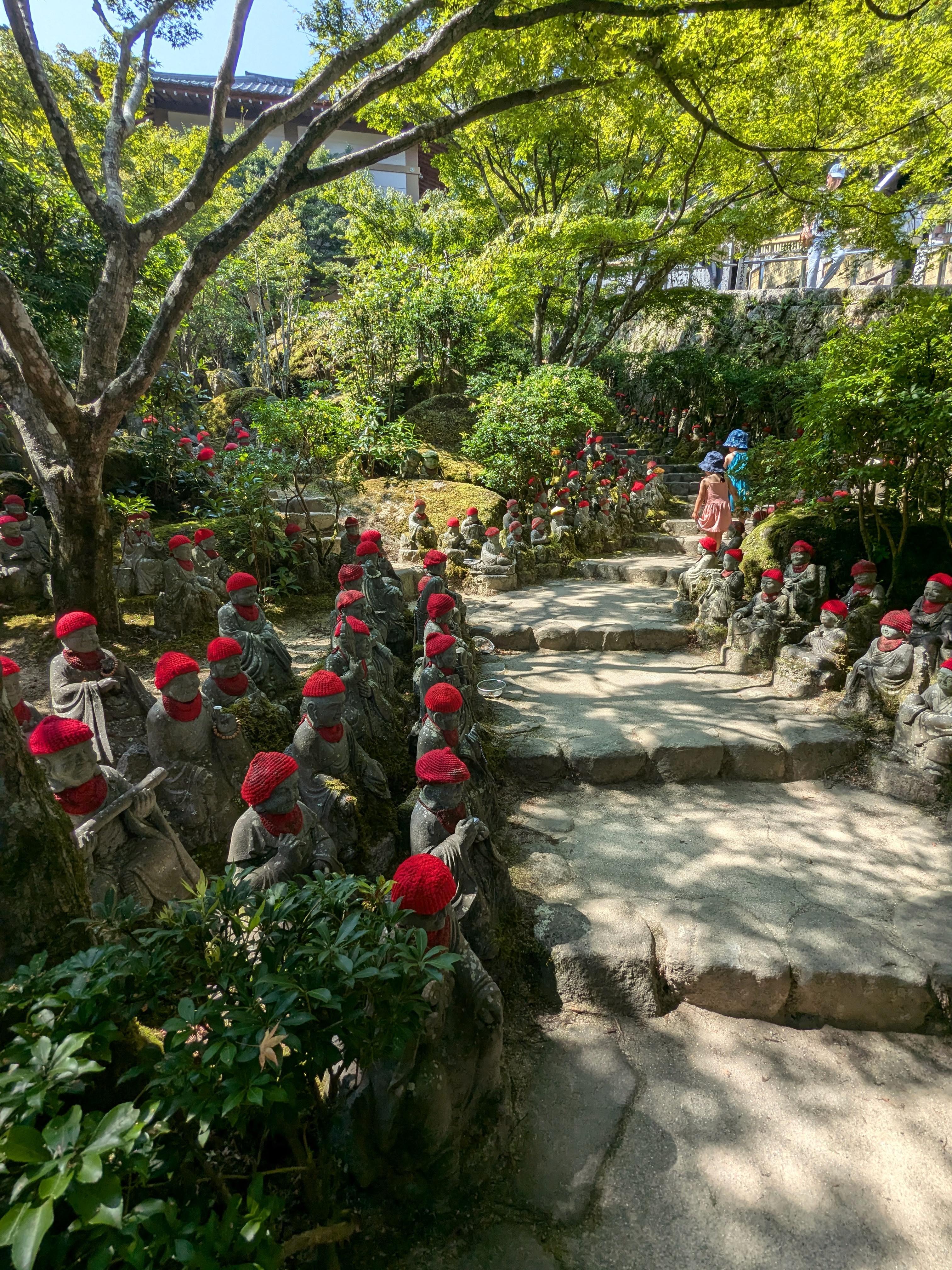 a group of people walking on a sidewalk
