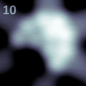 Ten Xenon atoms trapped in a quantum box.