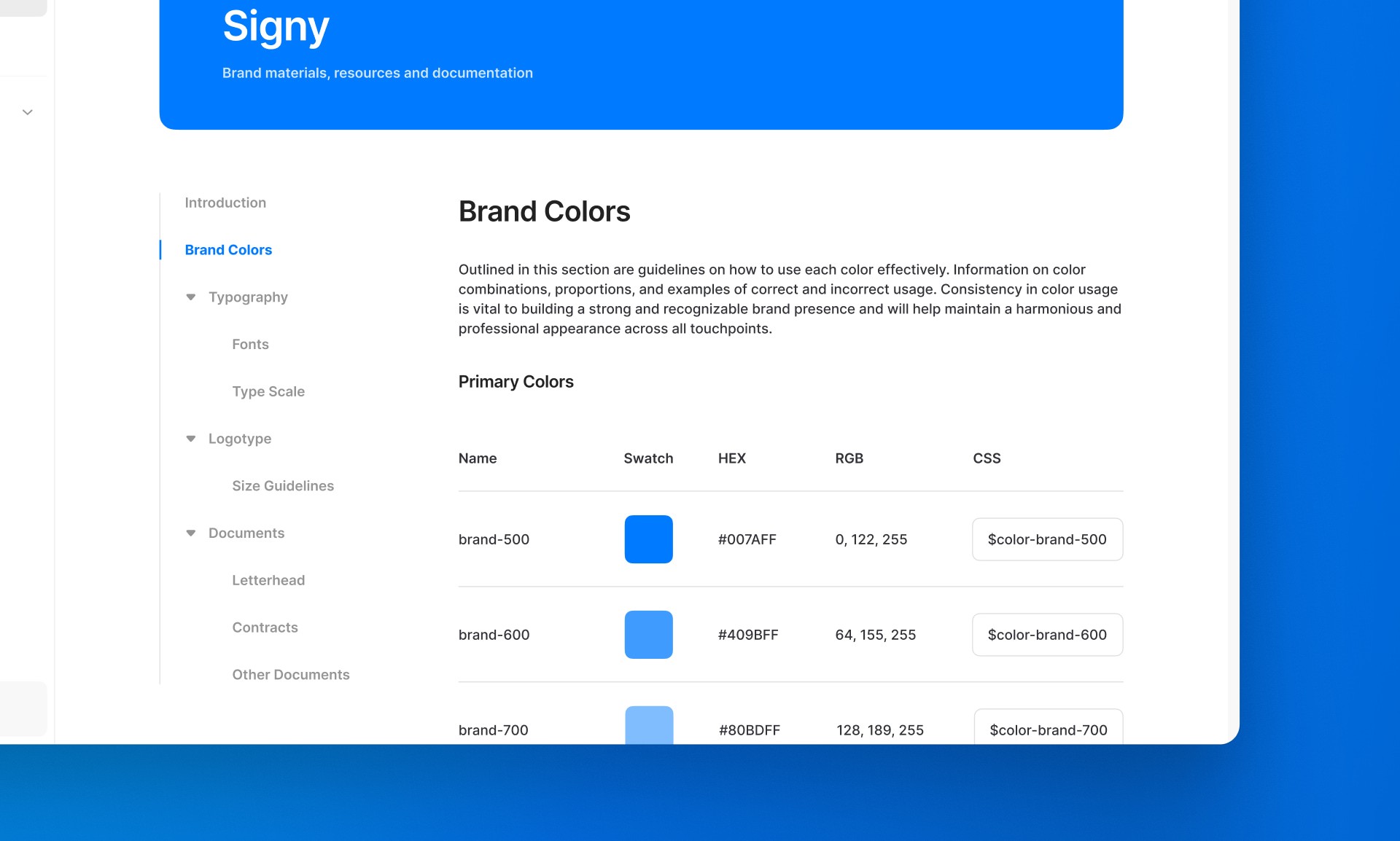 Final design. Documentation page.