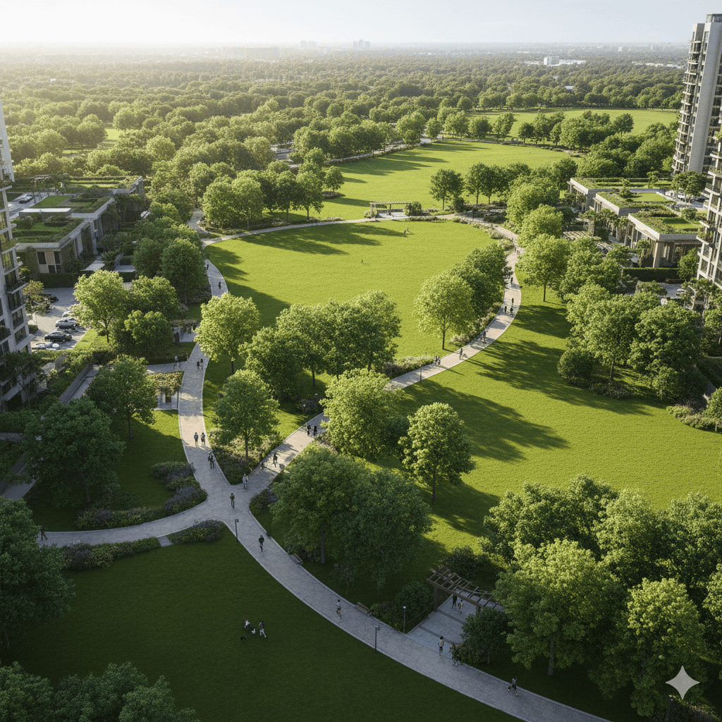 Extensive 75 percent open green spaces M3M