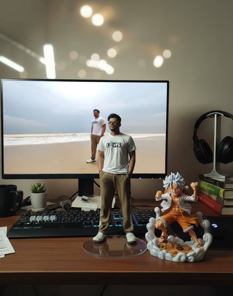 Portrait of portfolio creator – back view