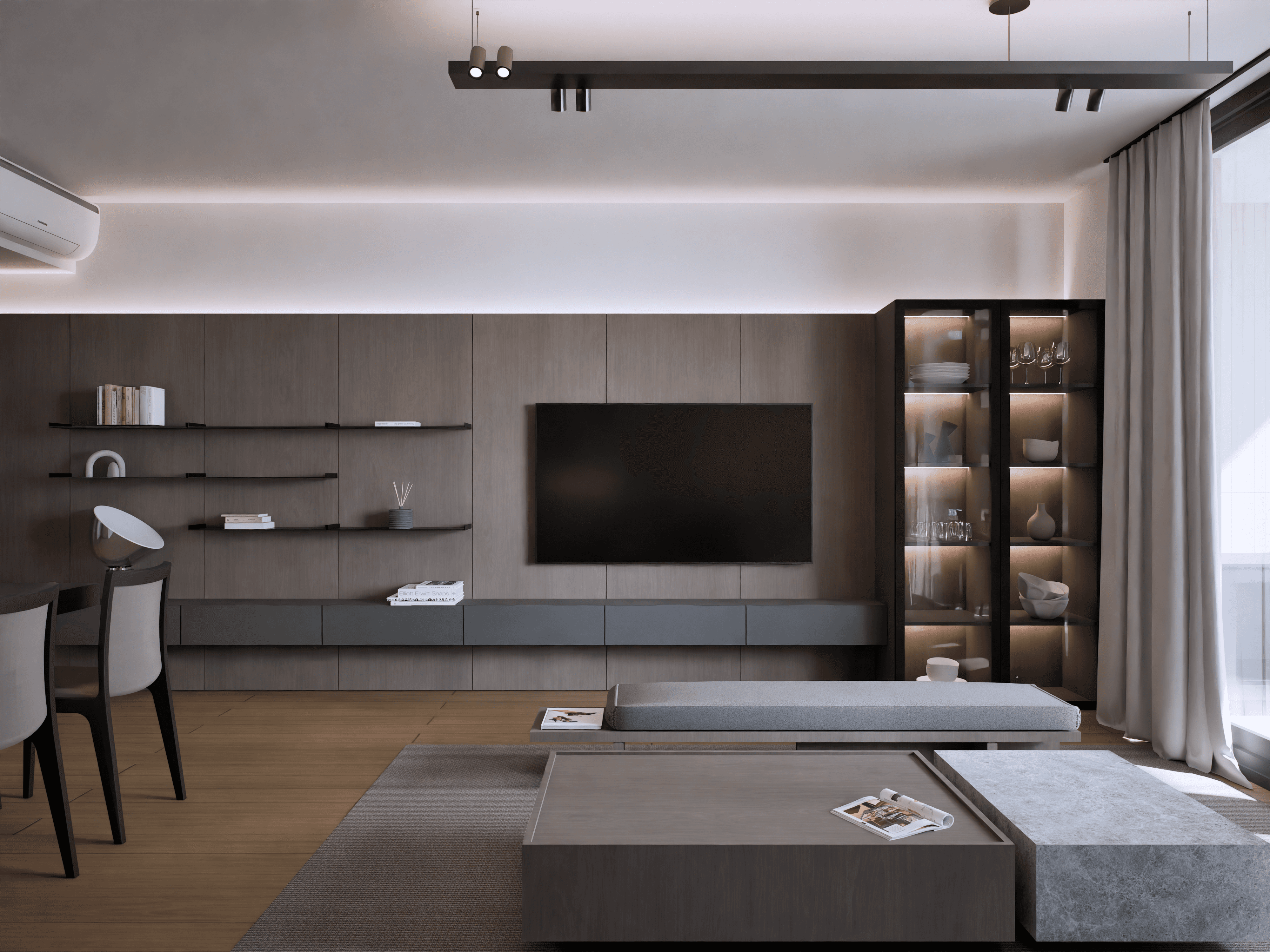 Dark metallic product with smooth reflective surface