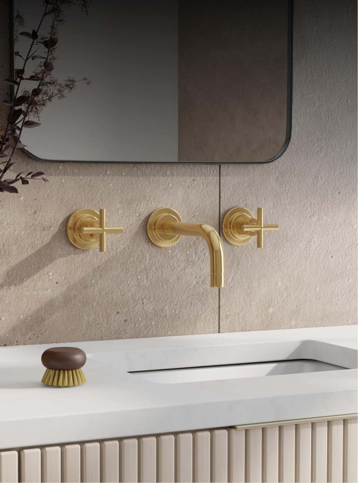 Sink faucet in bathroom