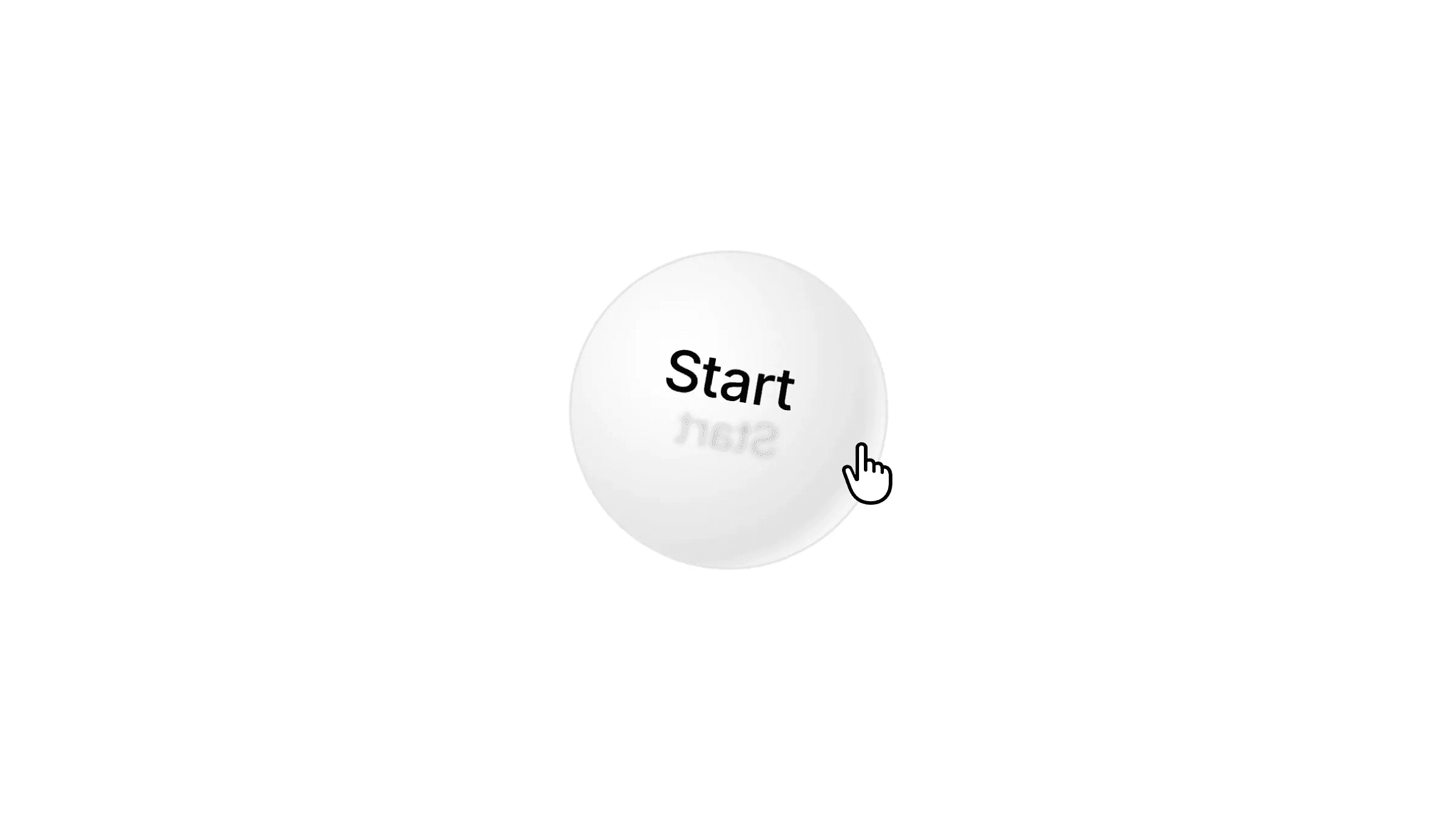 Circular start button with hand cursor hover effect