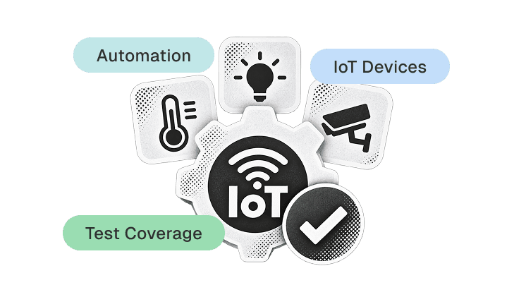 IoT test automation connecting devices, networks, cloud systems, and automated testing