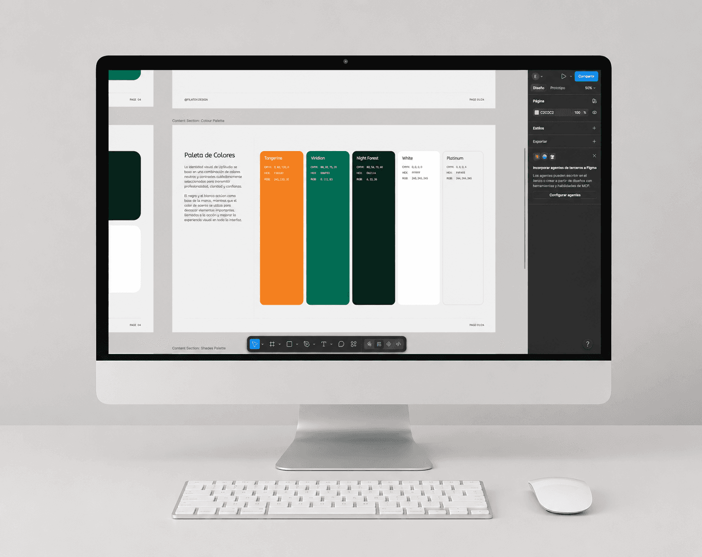 Interfaz de Figma con el diseño de una identidad visual y página web personalizada