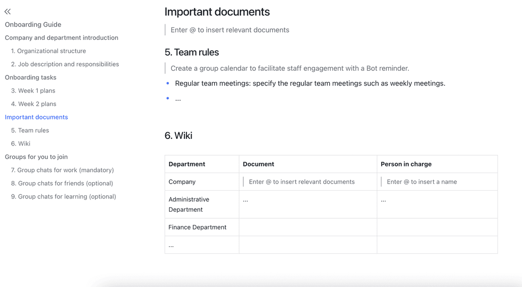 Onboarding Guide Template Lark Templates