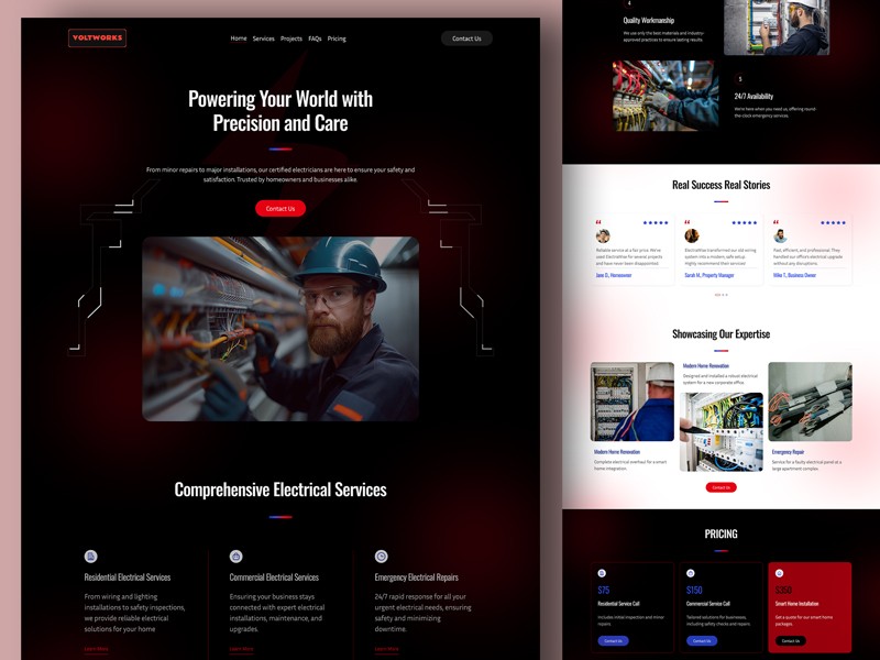 VoltWorks GHL Website Template for Electrical services