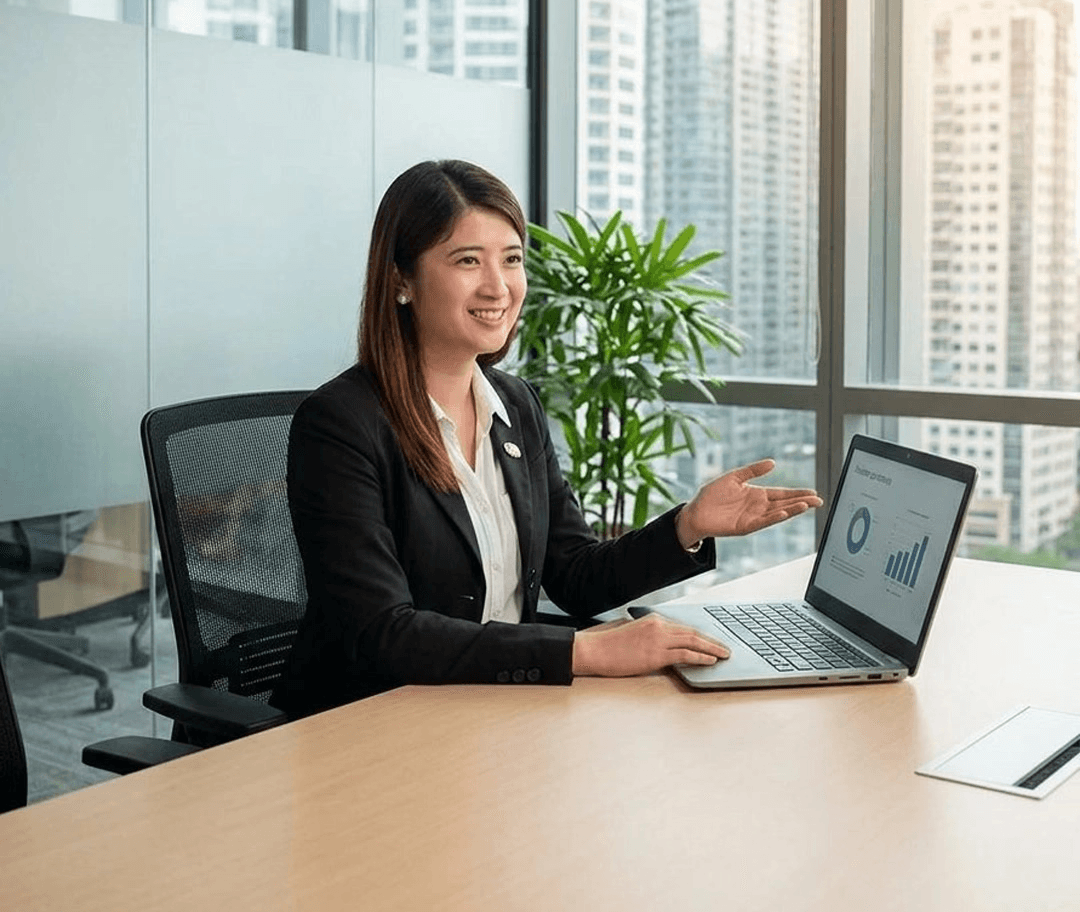 Gladness Staffing consultant in a modern office workspace